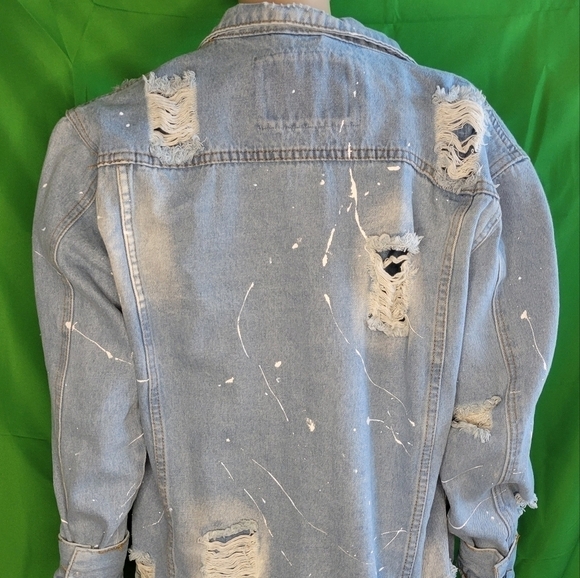 Rolling Paper distressed  denim jacket size. - Picture 7 of 11